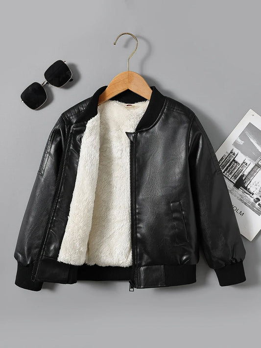 2025 Autumn Winter New Boys' -Lined Zip-Up Jacket