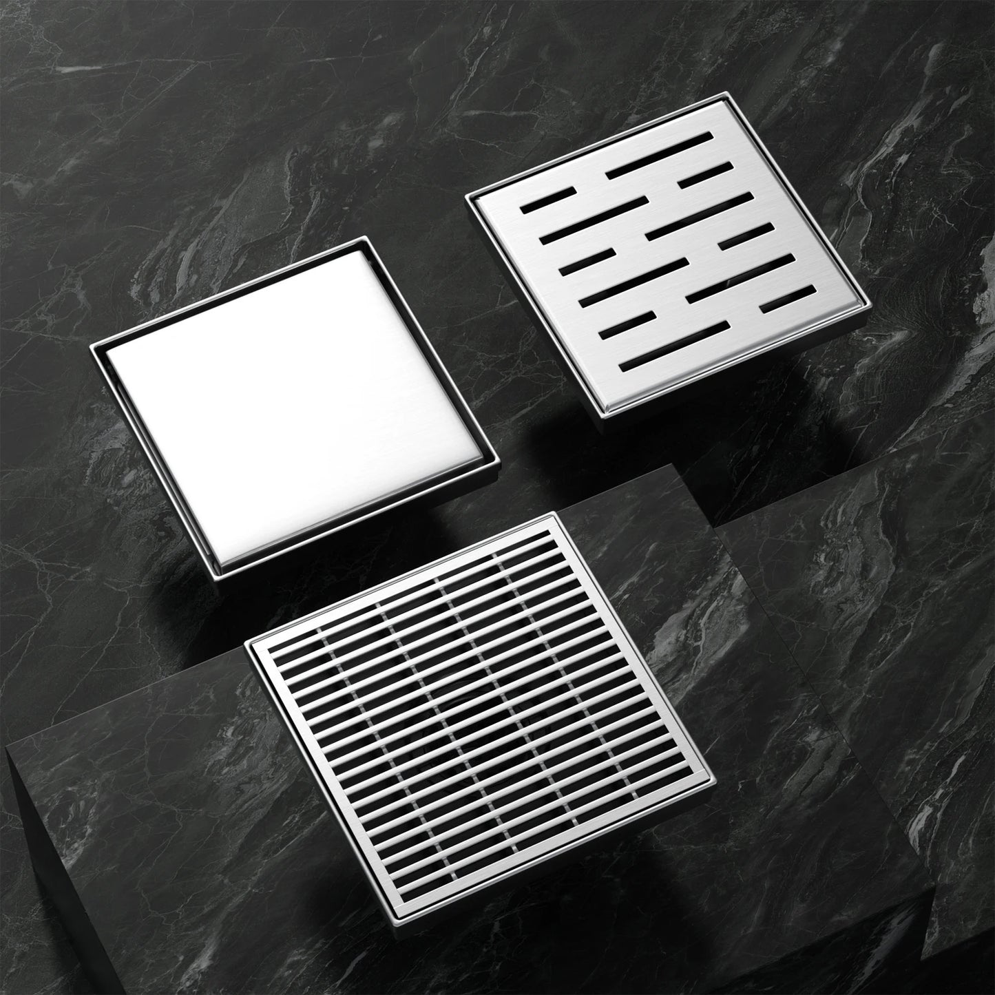 Dropshipping Available Brushed Stainless Steel 4x4 Square Floor Drain with Recessed Tile Insert Panel for Bathroom