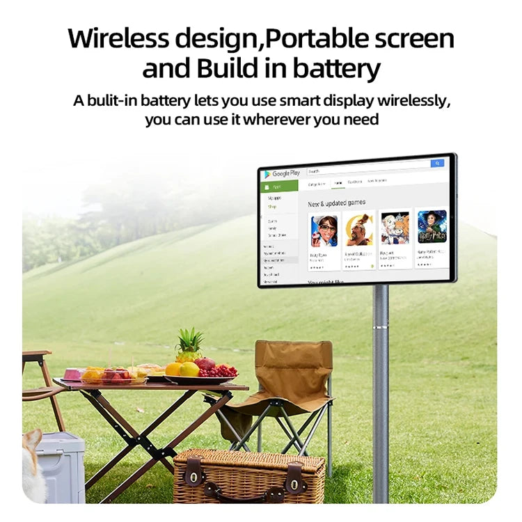 2025 New Trending 21.5 Inch Smart TV Display 21.5" Mobile Lcd Screen Monitor Smart Television on Wheels Stand Portable Tv