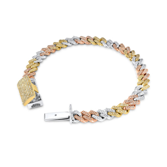 Top Grade Sparkling Quality Diamond Charm Bracelet with 18K Gold Plated Hip Hop Style Secure Lock for Unisex Gifting by PDG ibma