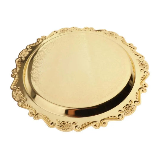 Eco-Friendly Golden Brass Dessert Serving Plate for Birthday Party Fruit Display Cake Stand Snack Platter Home Decor