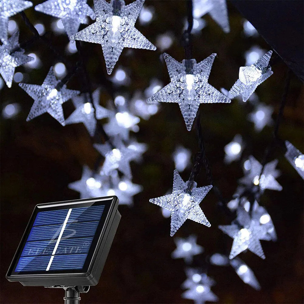 3m 20 LED Solar Charging Star Christmas Light String with Plastic Lamp Body