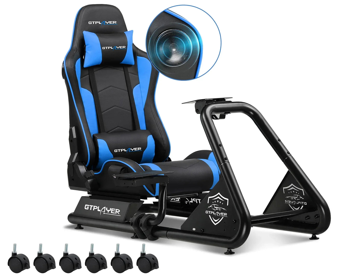 GTPLAYER Racing Simulator Cockpit with Seat, Sim Racing Cockpit Multi-function Adjustable Gaming Wheel Stand for G25 G27 G29