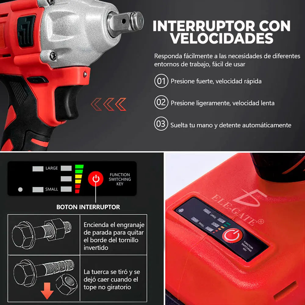Atverce Professional Cordless Brushless Impact Wrench Kit Lithium-Ion Battery 0-300 Nm Torque 1 LED Light 3-Year Warranty 2 kg