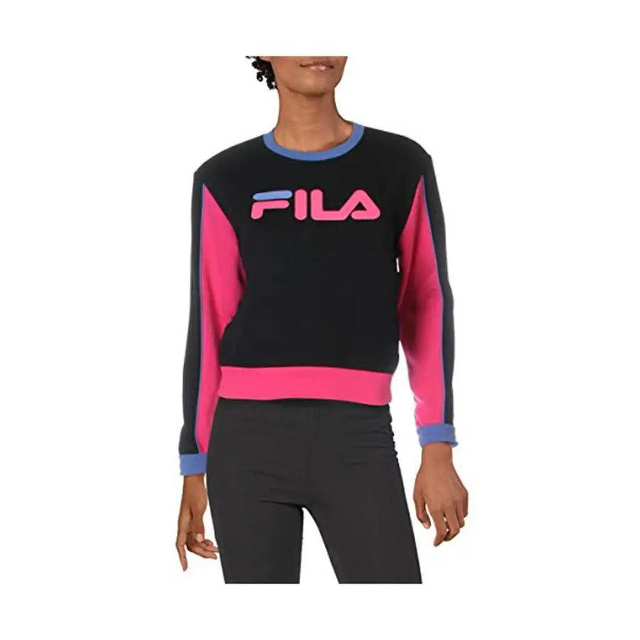 Fila Nuria Color Block Sweatshirt Womens Active Sweaters Color: Black/Magenta 100% Authentic