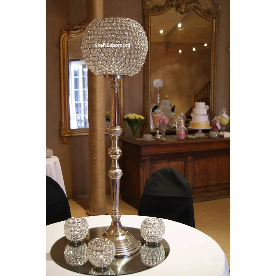 Luxury Silver Crystal Metal Goblet Candle Holders Weddings Christmas Anniversaries Tea Light Candle Stand Centerpieces