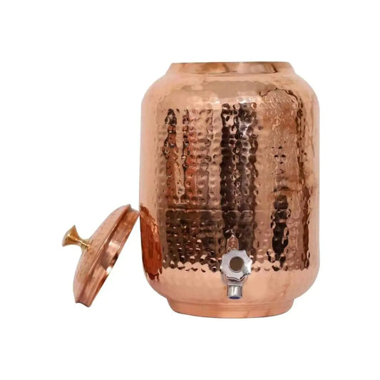 Modern Hammered Metal Copper Water Wine Beer Dispenser 4L-12L Capacity Cylindrical Customizable Color/Logo Parties Bars