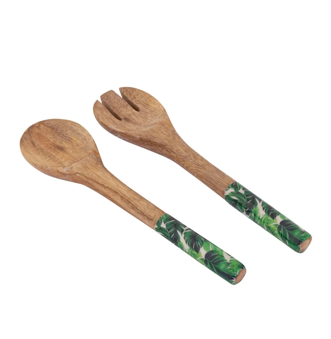 wooden bowl Enamel Wooden Bowls with Polished Spoons Ceramic Plate Metal Utensils for Food by Blatant Exports