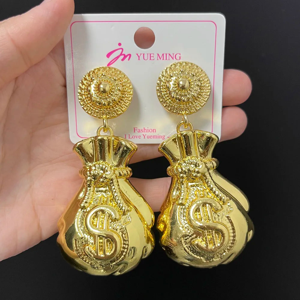 African Jewelry Set Irregular Design Hoop Earrings and Pendant 2PCS Set for Weddings Bridal Necklace Earrings Accessory