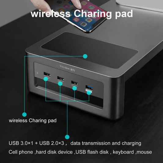 VAYDEER Monitor Stand Riser with USB3.0 Hub Support Data Transfer and Charging Steel Desk Organizer for Laptop Computer by PDG ibma