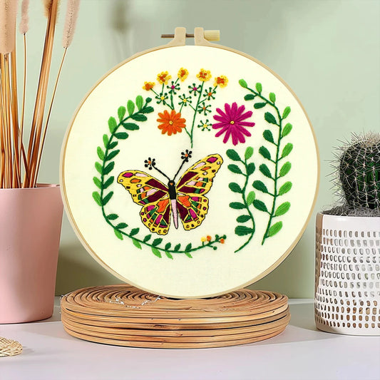 Factory DIY Flowers and Butterflies Practice Embroidery Set for Beginners Semi finished Handmade Cross stitch Decoration Crafts by PDG ibma