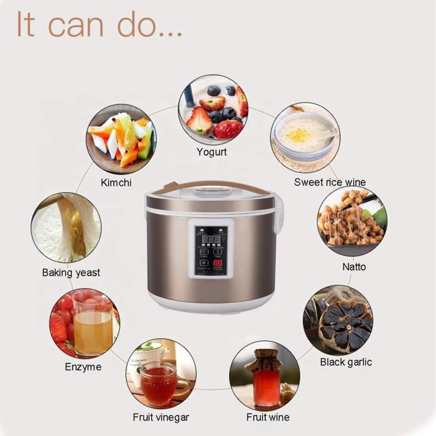 Home Kitchen Appliance AZK115-2 Mini Yogurt Machine with LCD Display Adjustable Thermostat 5L Automatic Electric Yogurt Maker
