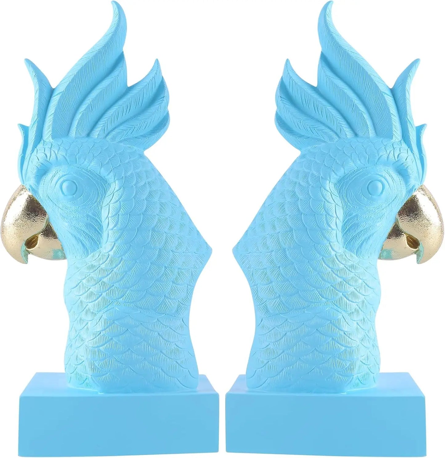 Pink Parrot Decorative Bookends Set of 2 Cute Bird Animal Sculpture Book Ends Resin Statues Book Stopper for Home Decor
