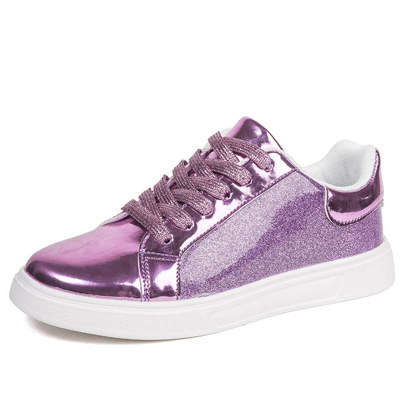 New Wholesale Women's Glitter Sneaker Sparkly High Quality 2024 Flat White Party Shoes Fashion Design Low Prices Factory OEM