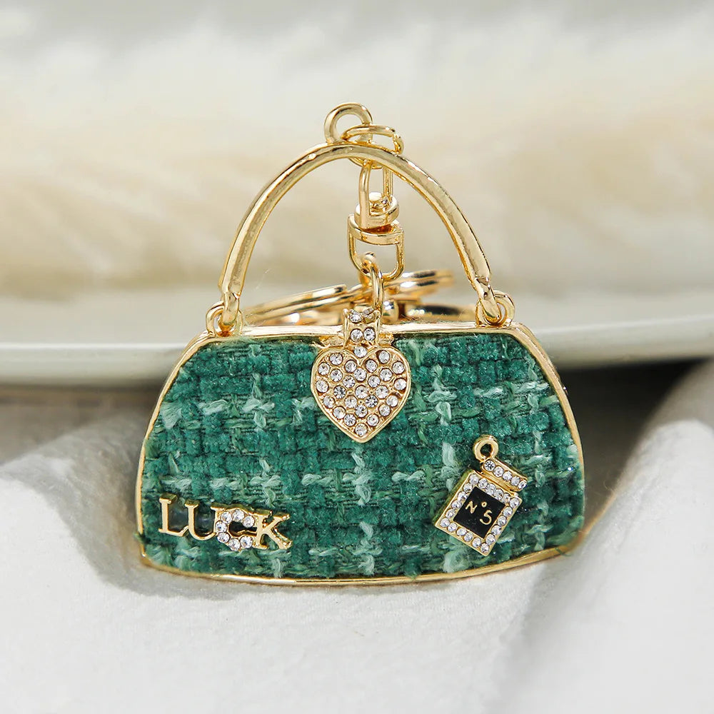 Fashion Luxury Bag Accessory Purse Bag Charm Bling Rhinestone Car Key Chain Handbag Crystal Keyring Designer Keychains