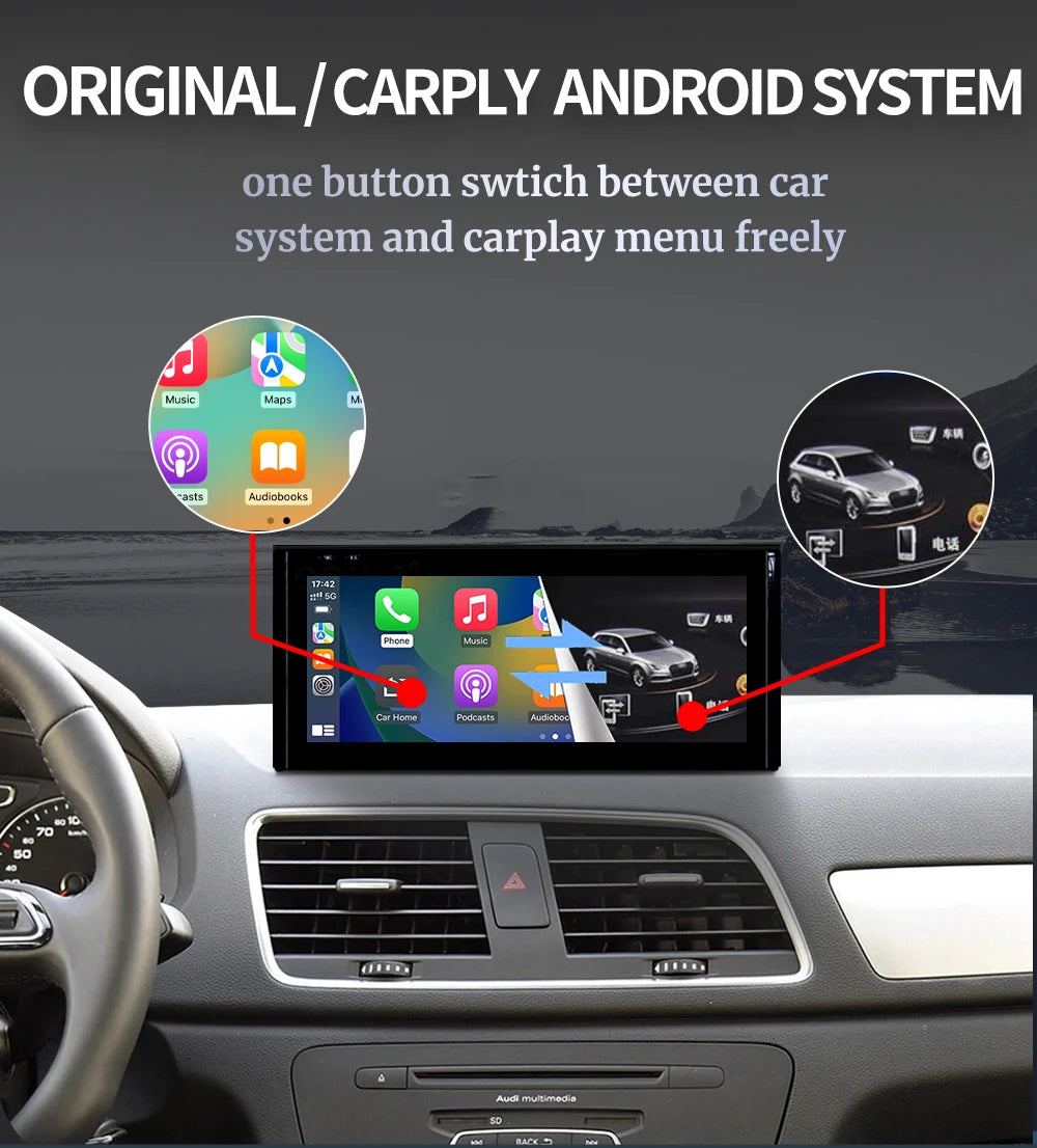 For Audi Q3 2013-2019 Android Wireless Car Multimedia Music Player HD Reverse 10.25 Inch Linux Navi Carplay