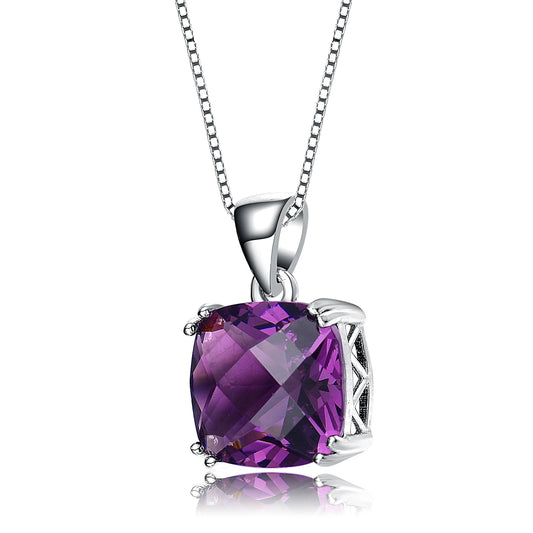 TD Collette Z Sterling Silver Fashion Pendant Necklace with Violet Cubic Zirconia Square Charm