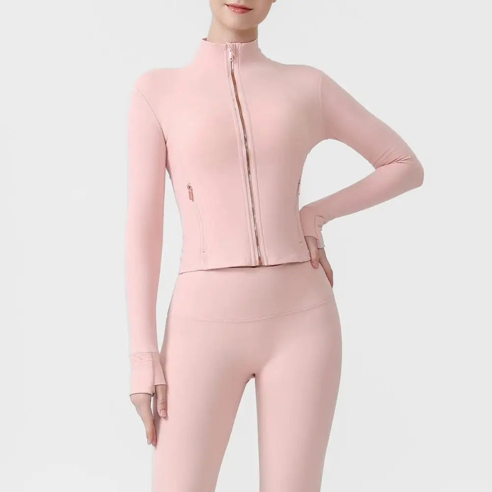 USA Oversea Warehouse Thermal Yoga Jacket Women Fleece Lined Workout Top Cold Weather Running Sportswear Outdoor Fitness Gear