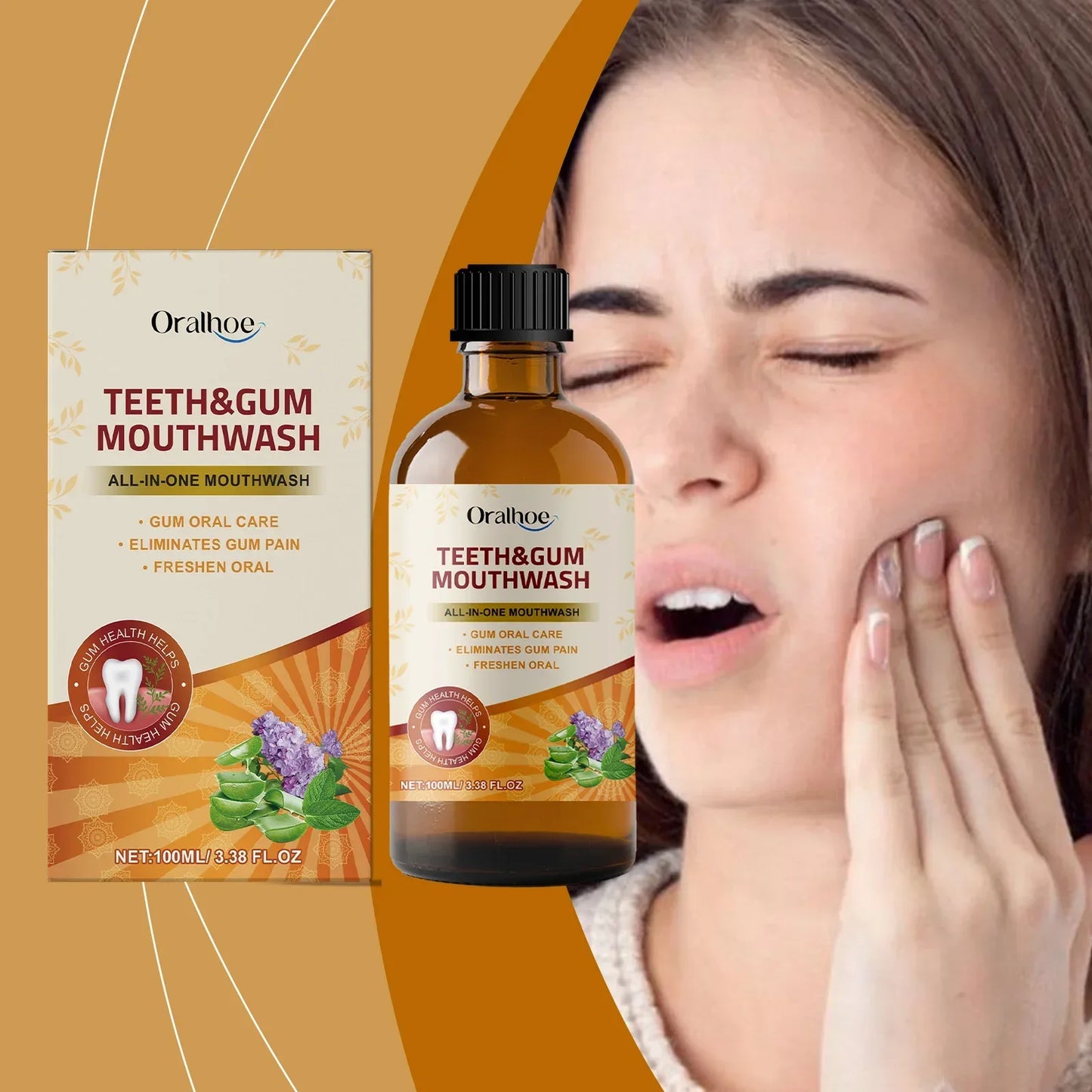 Oralhoe Cool Mint Herbal Mouthwash with Fresh Breath & Refreshing Effects Daily Care Mouthwash for Gently Cleaning Teeth Odor