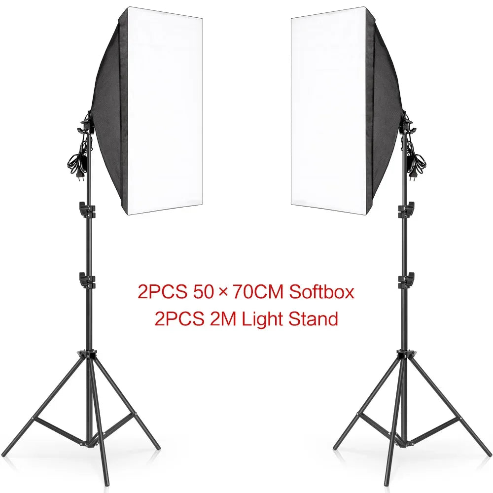 SH 50x70CM Photography Softbox Lighting Kits Professional Continuous Light System Equipment For Photo Studio