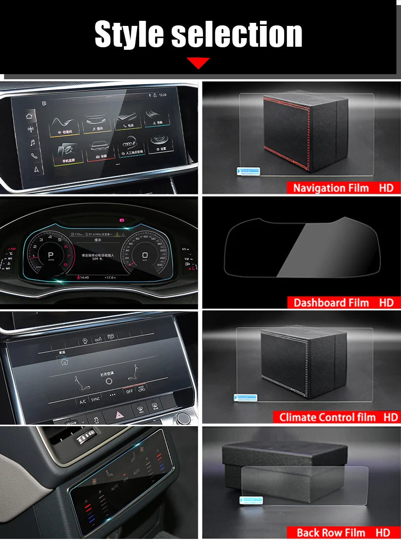 For Audi A6 C8 A7 2018-2020 9H Tempered Glass Ultra-Thin Car GPS Navigation Screen Protector Dashboard Monitor Sticker