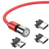 540 Degree Searchlight Magnetic Charger 3 in 1 Suction Rotary Micro Charging Cable With Type-C USBC LOS for Phone Pad