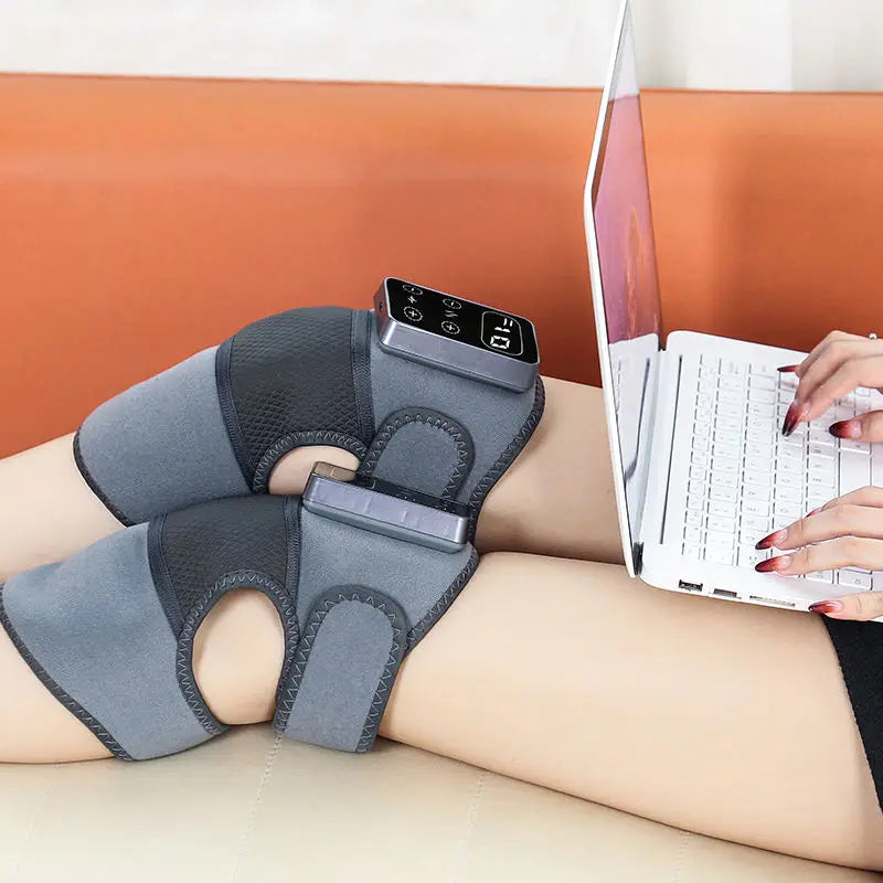 3-in-1 Smart Relief Electronic Pulse Heating & Vibrating Knee Massager Hard Shell Design for Blood Circulation & Protection