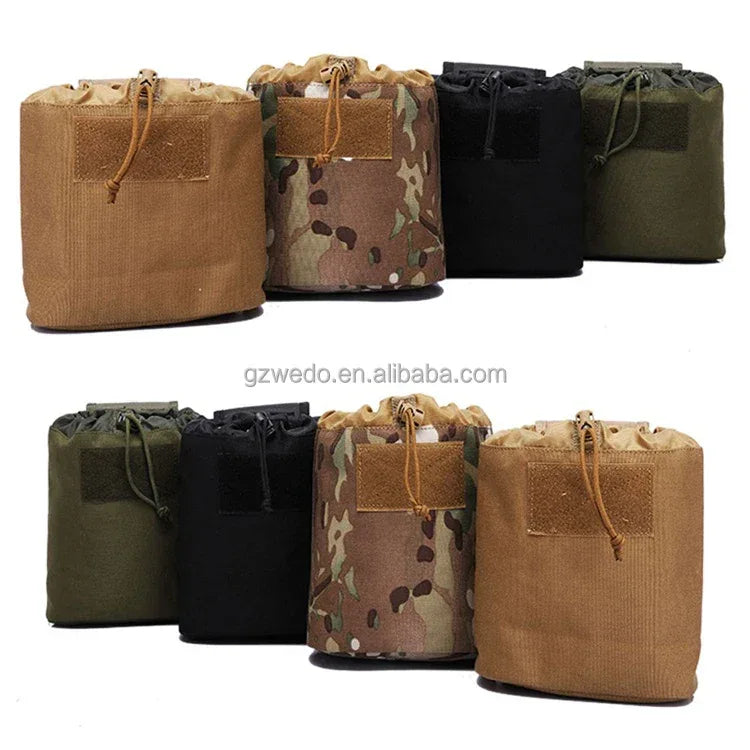 Folding Mini Molle Drawstring Tactical Dump Pouch for Outdoor Hunting Shooting Minimalist Large Recovery Tactical Drop Pouch