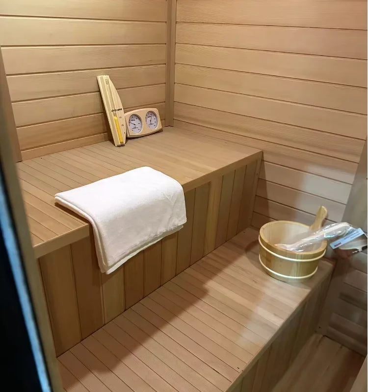 Fast-Heating Black Outdoor Sauna Cabin Waterproof 4 Person Traditional Steam Sauna House for Improved Circulation