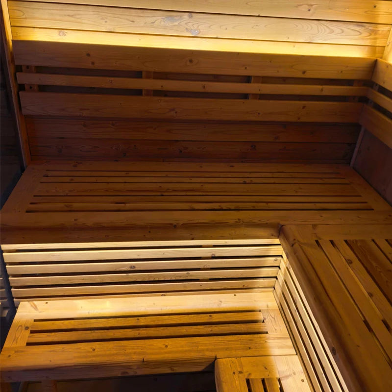 Ready Stocks Cube Wet Steam Sauna Room Canada Carbonized Spruce Outdoor Sauna with Full Glass View 6person