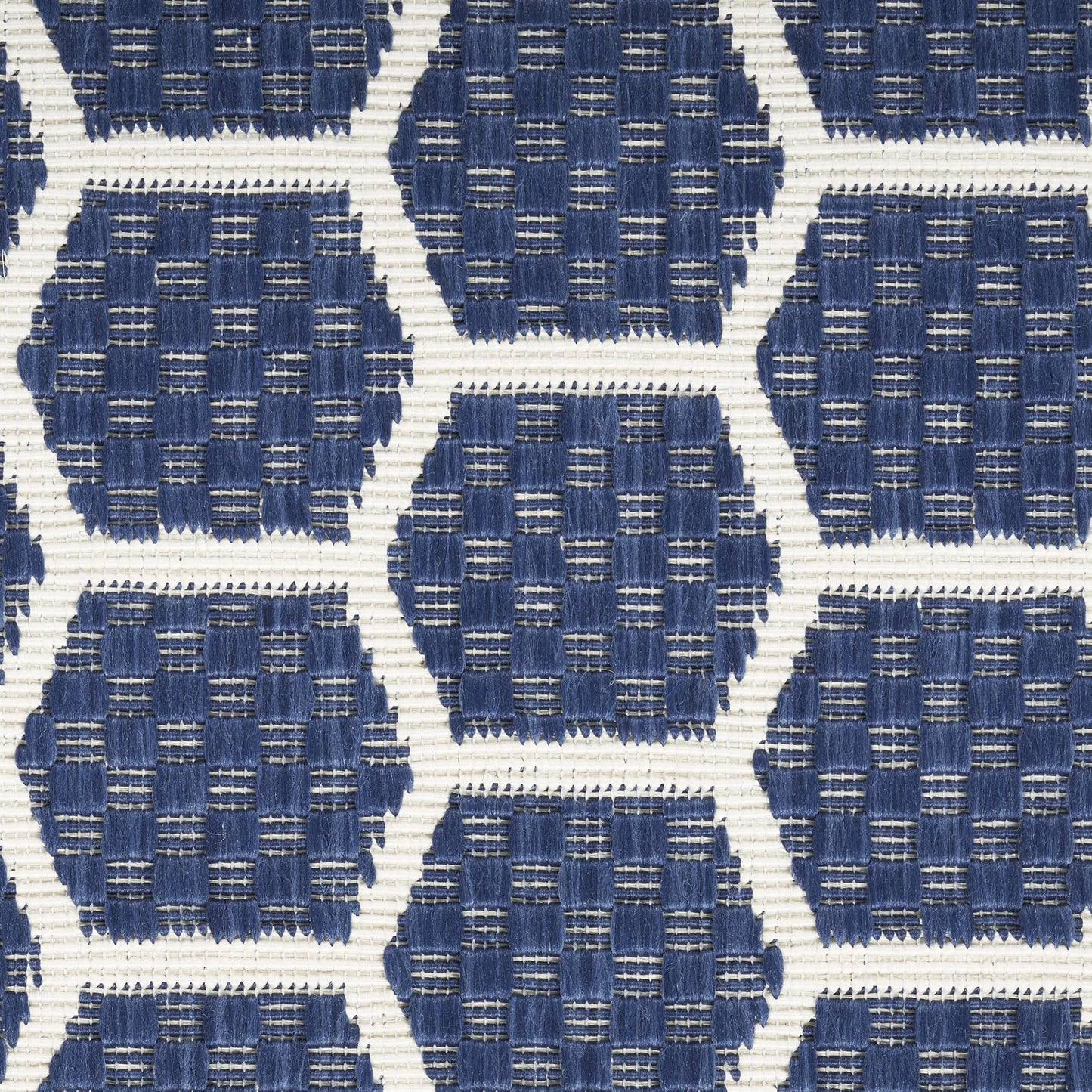 HMS 8' Navy Blue Ivory Geometric Indoor/Outdoor Reversible Area Rug Modern Square Pattern for Teenagers for Office or Kitchen