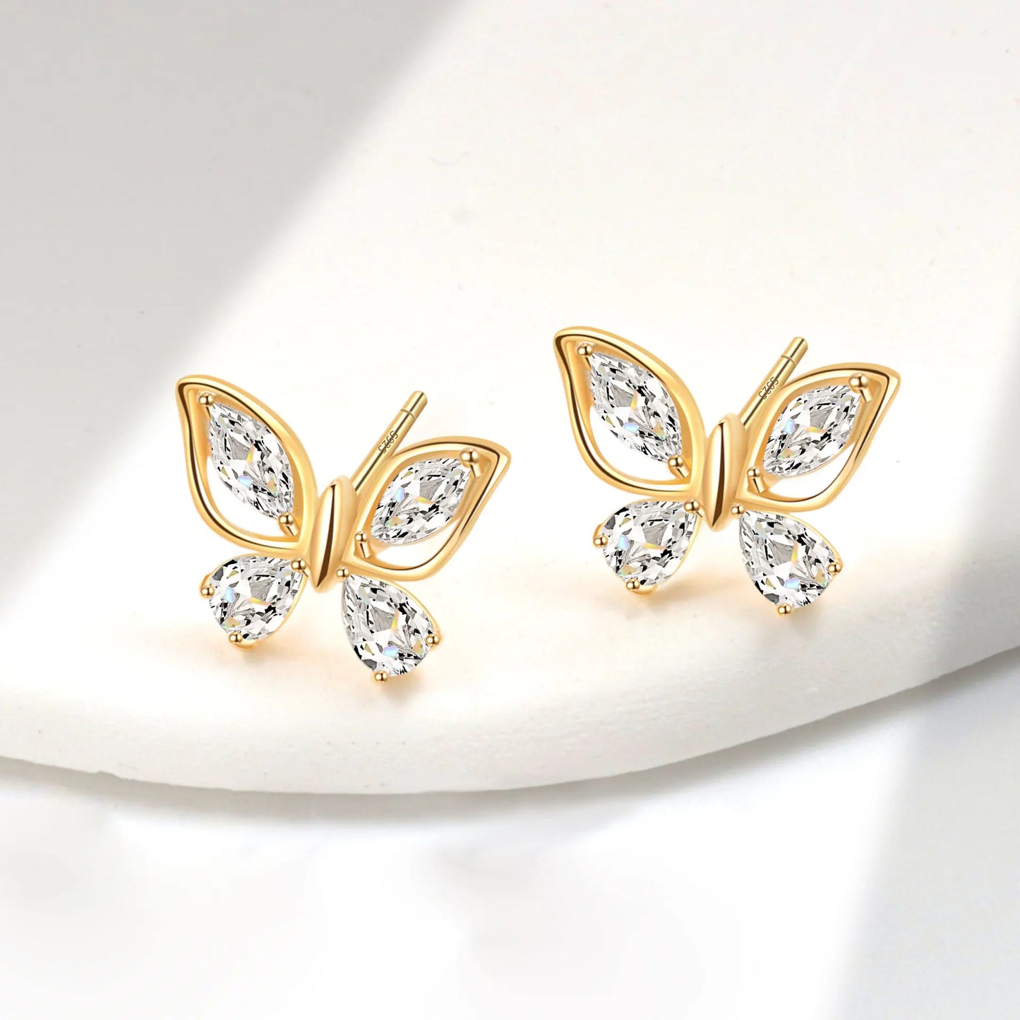 Butterfly Earrings Fashion Animal Jewelry Wholesale 925 Sterling Silver Zircon Cute Girl Gift Children 18K Gold Plated Jewelry