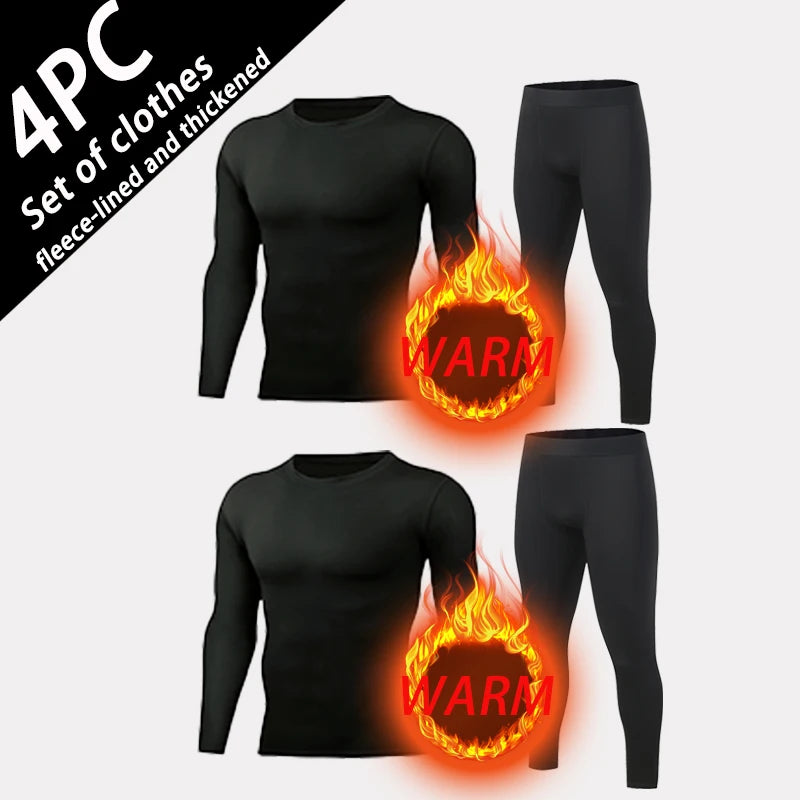 USA Warehouse 2 Pack Men's Thermal Underwear Shirts Compression Fleece Lined Long Sleeve Athletic Base Layer Cold Weather