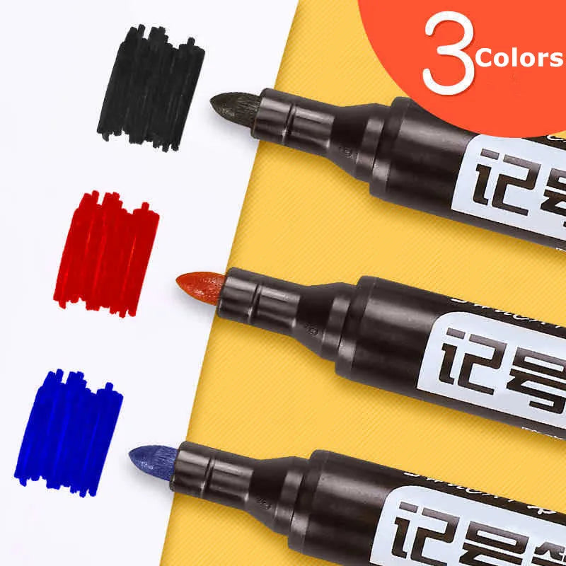 Non-Toxic Quick Drying Oil-Based Waterproof Permanent Paint CD Marker Pen Set Black Blue Red 0.5mm/1mm Tips 1.5mm Width for