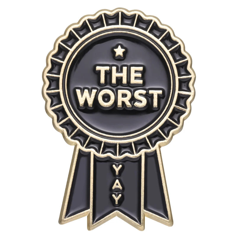 Awkward Worst Medal Brooches Badge Sarcastic Quotes Funny Enamel Pins Clothes Collar Lapel Badge Jewelry Pin for Backpack Hat