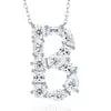Pass Diamond Tester Letter C Multi Cut VVS Moissanite Necklace 925 Silver Platinum Plated Elegant Fine Jewelry Necklace