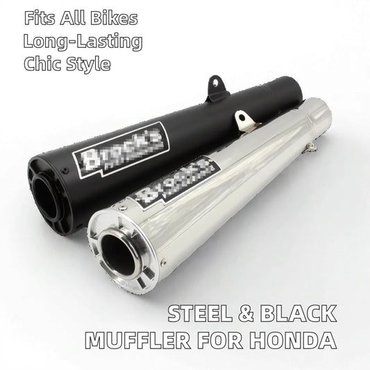 Brock Moto Muffler Universal Steel and Black Exhaust for Honda CB300R CM300 CB300 CB400 CBR650 CB650F New Condition