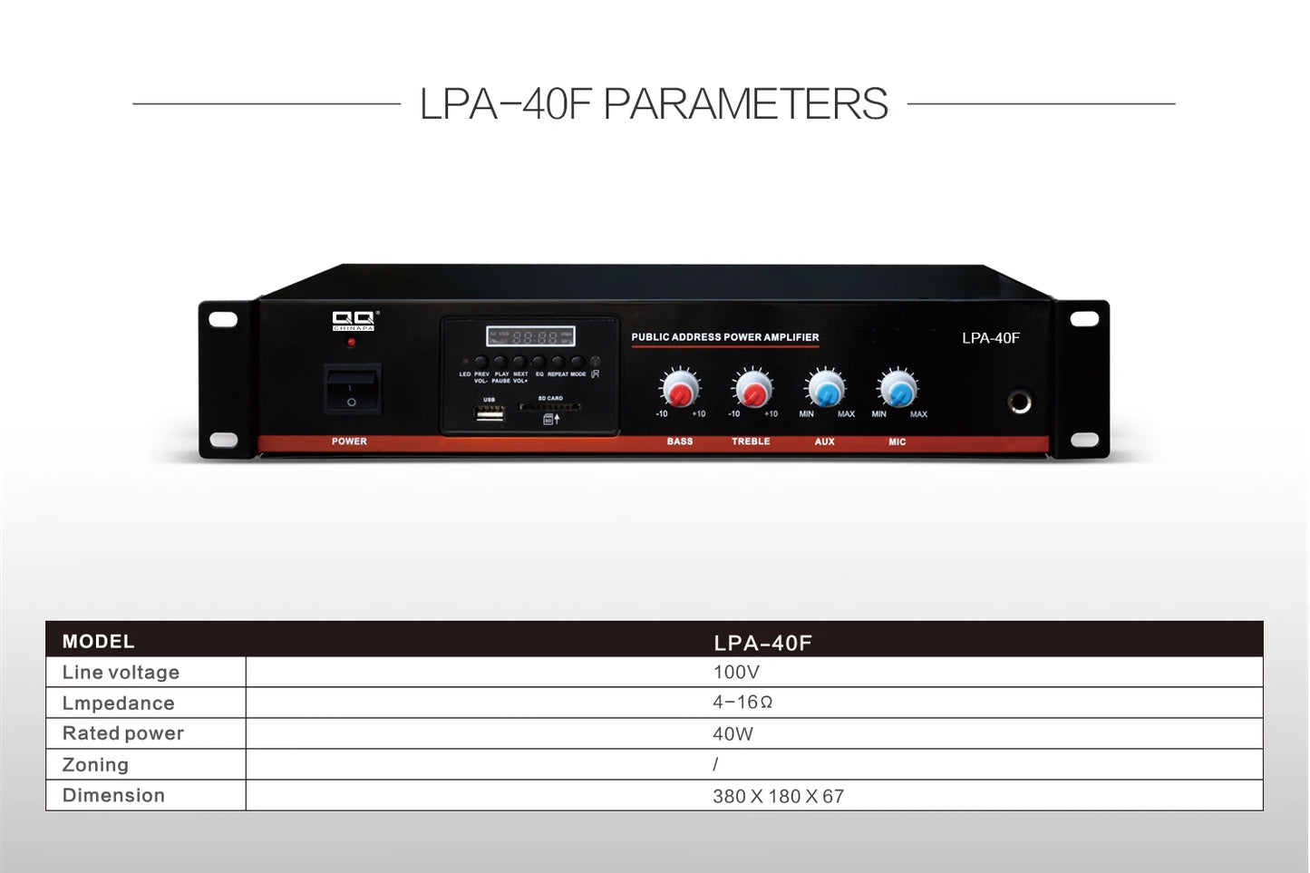 QQCHINAPA 40W PA System Home Theatre Power Amplifier With Blue Tooth,FM Radio for Passive Speakers