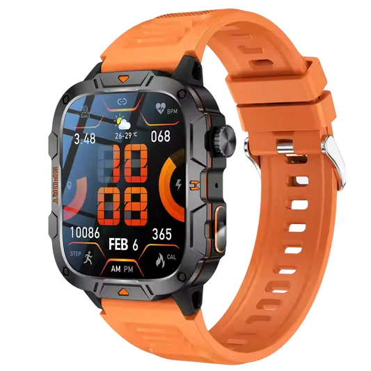 New Men's Outdoor Sports Smart Watch Flashlight 1.96 Inch Large Screen IP68 Waterproof Smartwatch Compatible With Android iPhone