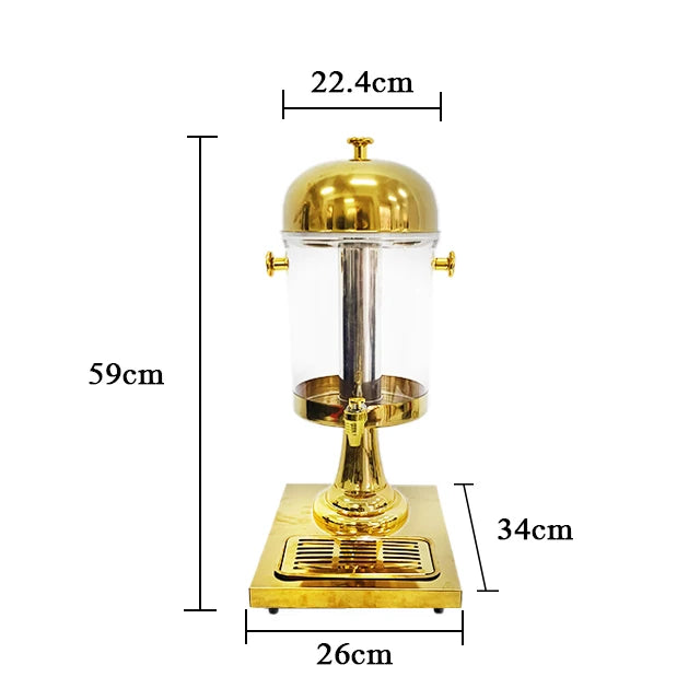 Hotel Catering Banquet Party Full Gold Stainless Steel 8L Self-service Cold Drink Machine Water Dispenser Beverage Juice Machine
