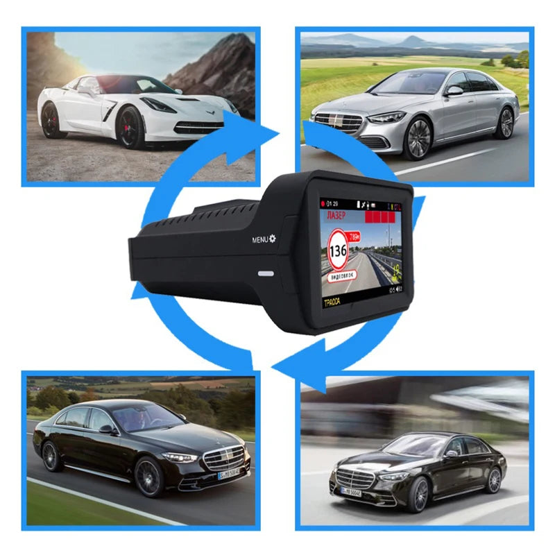 KARDAR K328SG Video Recorder with Radar Detector Signature FHD1080P IPS 140 Degree Camera Recorder GPS Radar Detector for Car