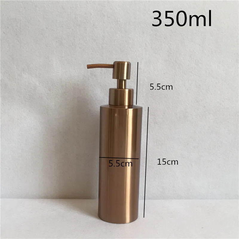 Rose Gold 304 Stainless Steel Liquid Hand Pump Soap Dispenser Shampoo Bottle