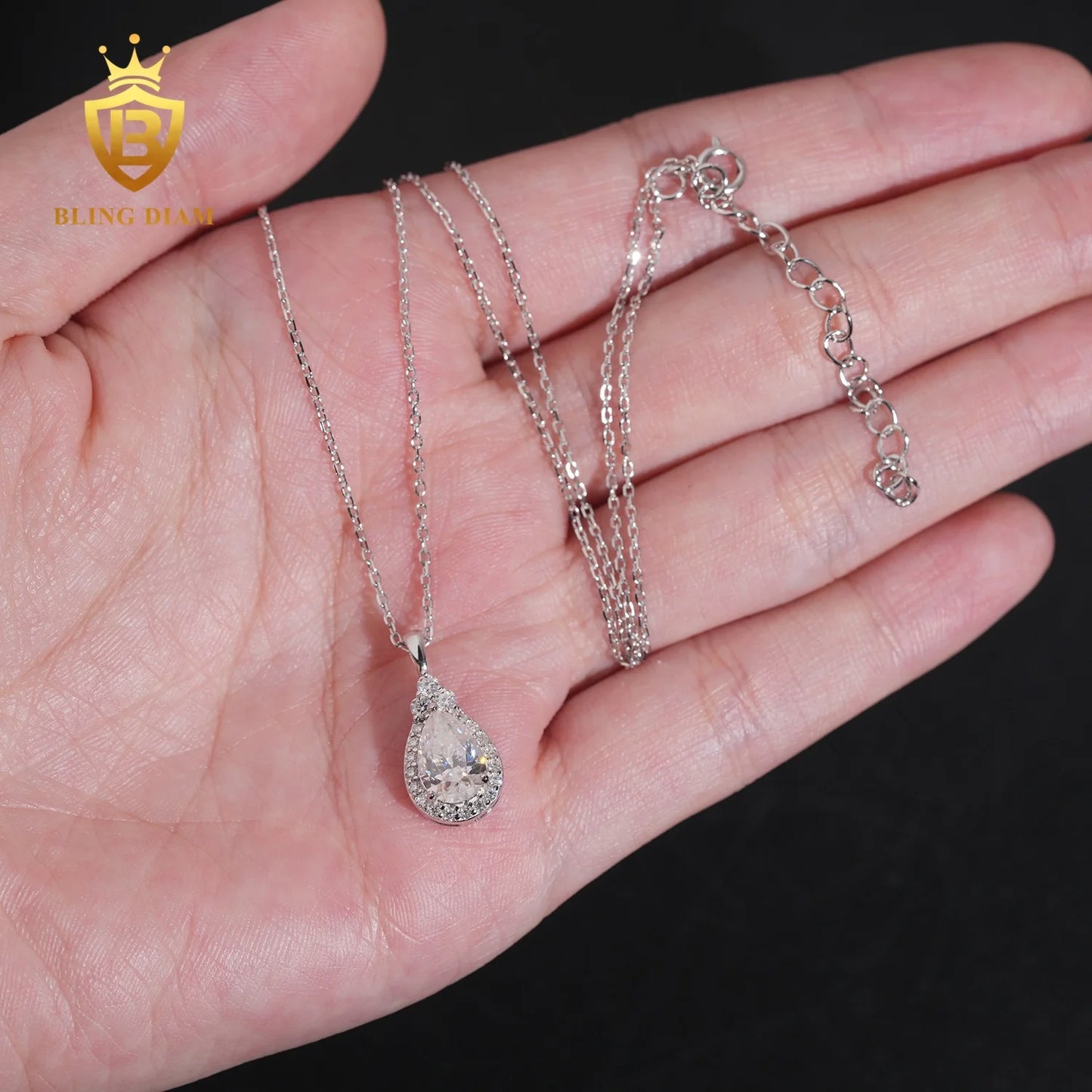 Hot Sale VVS Moissanite Iced Out Jewelry 925 Silver Waterdrop Diamond Necklace Women Pass Diamond Tester Hip Hop with GRA