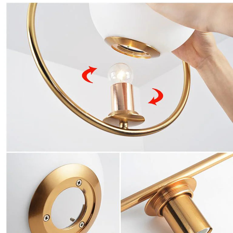 Nordic European Kitchen Pendant Light Rod Brushed Brass Gold Hanging Light Chandelier for Home