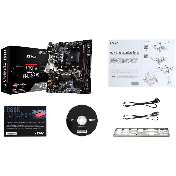 Used MSI A320M PRO-M2 V2 AMD AM4 Micro ATX Gaming Motherboard with AMD Ryzen 3 3200G CPU Combo