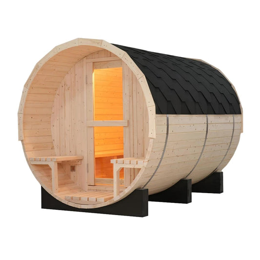 The Ultimate Backyard Wellness Retreat: All-Weather 6-Person Barrel Sauna Kit with Heater by PDG ibma