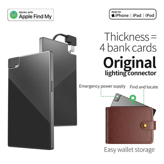 TRANGJAN Anti-lost Small Smart Tag Air Tag Finder Find My Wallet Card Emergency Power Bank Charger GPS Navigation IP65 by PDG ibma