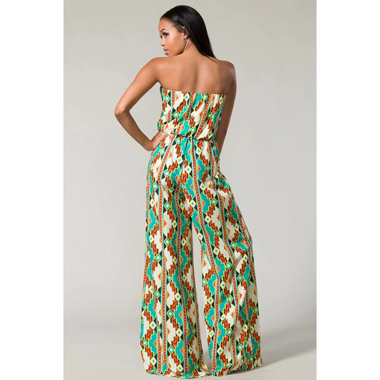 Women's Floral Print Jumpsuit TD Tube Cut Halter Collar Banded Waist Streetwear Style with Hollow Rayon for Workout or Club