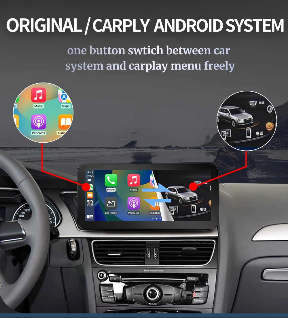 Original Screen Update Wireless CarPlay Android Auto GPS Navi Linux Multimedia Carplay for Audi A4 B8 A5 2009-2016