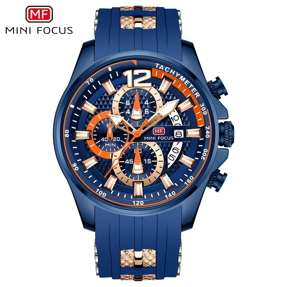 MINIFOCUS Watch Brand Luxury Analog Quartz Sport Men Watches Mens Silicone Waterproof Date Fashion WristWatch Relogio Masculino
